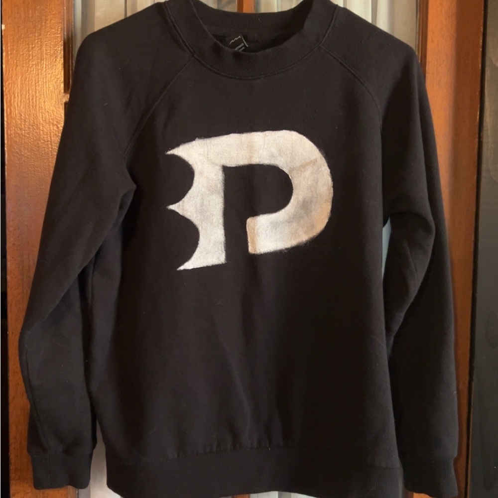 Factorie Black Crewneck Sweater with White 'P' Chest Logo